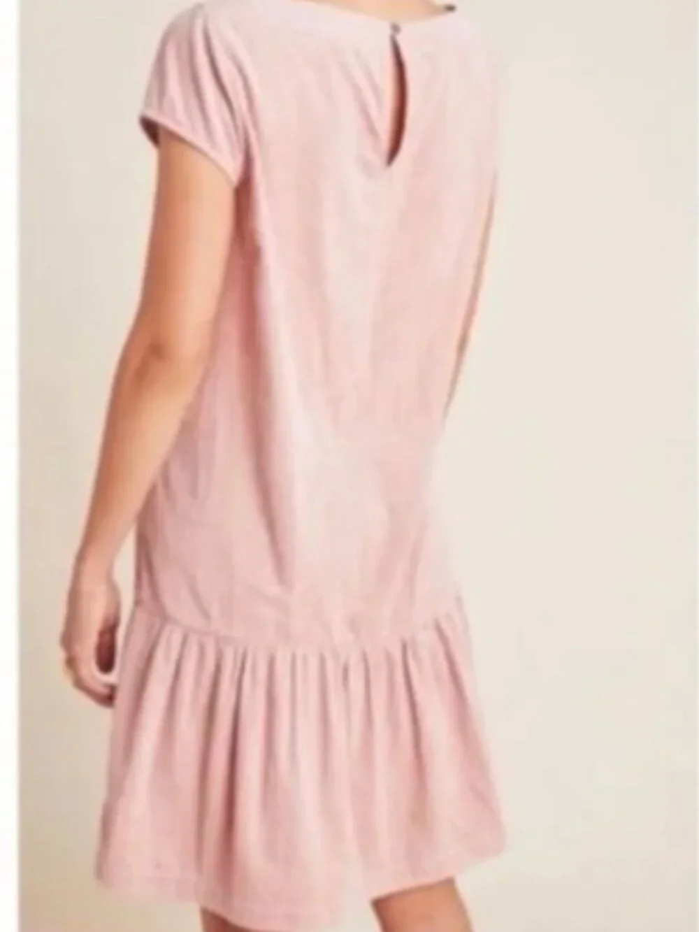 Anthropologie Maeve Pink Corduroy Tessa Flounced Dress Size 2 - Picture 2 of 5